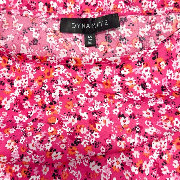 Dynamite Satin Pink White Purple Floral Print Slip Dress Midi SMALL - Picture 7 of 8